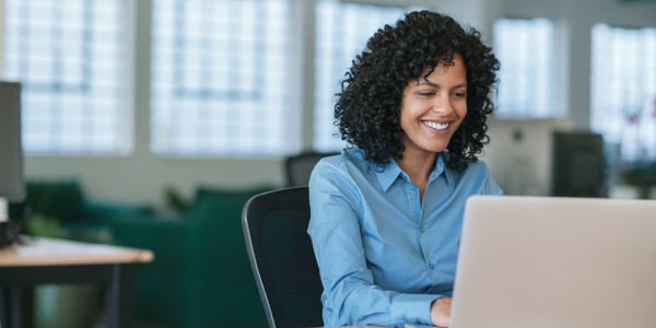 Woman working with integrated service management